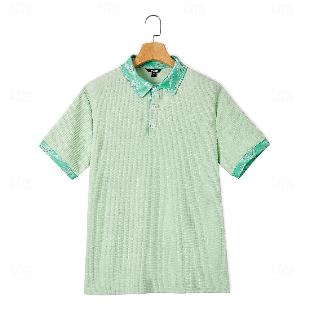 Herre Med Tekstur Golf skjorte Avslappet Virksomhet Klassisk Kortermet Mote Moderne Helfarge Hawaii Knapper Sommer Vår Vår sommer Normal Svart Hvit Grønn Kakifarget Med Tekstur 2026 - $20.99 –P3