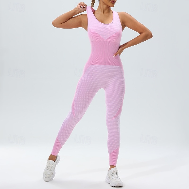 Damen Scrunch Yoga-Strampler Trainingsoveralls Rückenfrei Farbblock Einteiler Wasserblau Armeegrün Fitnesstraining Hohe Taille Elastisch Atmungsaktiv Bauchkontrolle Ärmellos Sport Sportkleidung 2025 - $25.99 –P18