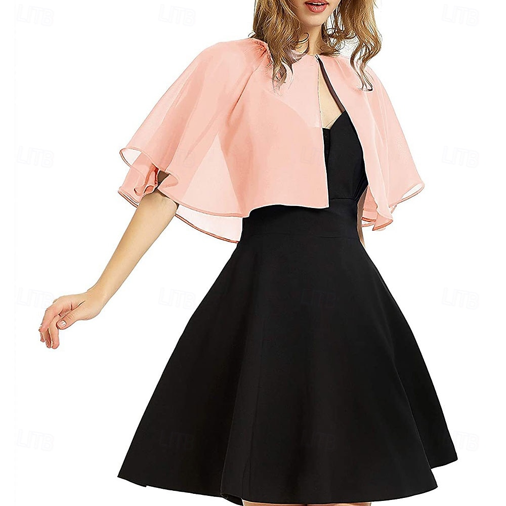 Women's Wrap Elegant Sun Protection Short Sleeve Chiffon Wedding Wraps With Pure Color For Wedding Summer 2026 - $16.49 –P7