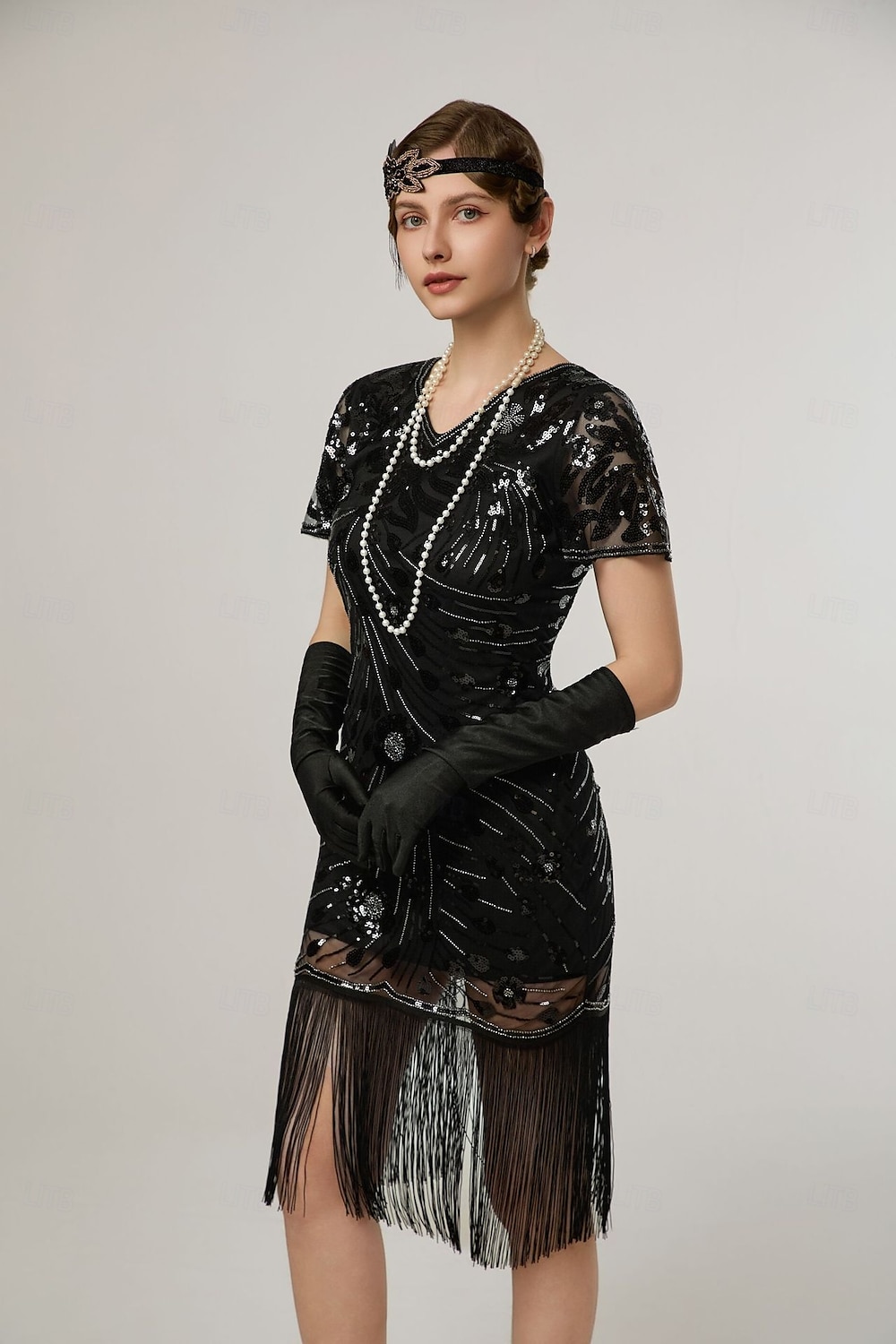 Retro Vintage Goldene Zwanziger 1920er Midlänge Flapper Kleid Cocktailkleid Der große Gatsby Flapper-Mädchen Pailletten Fransen V Ausschnitt Damen Weihnachten Halloween Karneval Hochzeit 2025 - $47.99 –P3