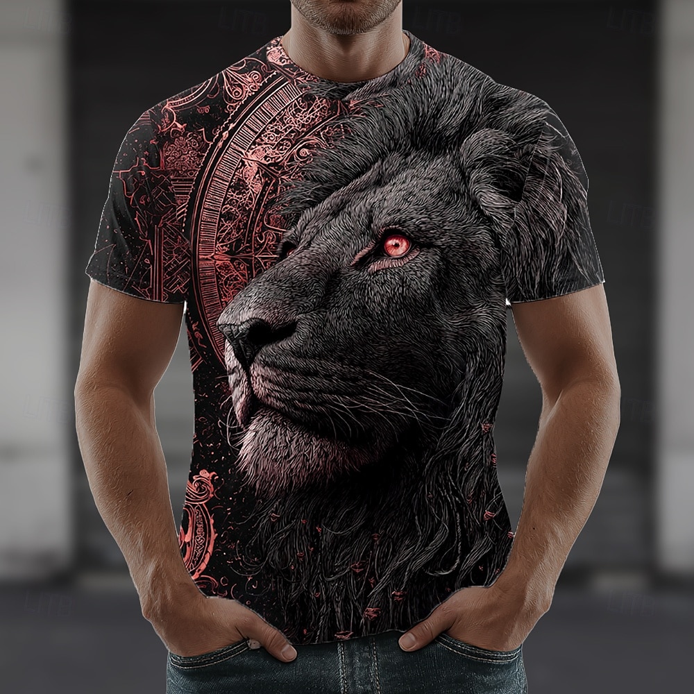 Herren Löwe 3D T Shirt Kurzarm T-Shirt 3D-Druck Rundhalsausschnitt Hemd Übertrieben Designer Party Straße Lässig Gelb Rote Purpur Sommer Frühling Ganzjahres Bekleidung S M L XL XXL XXXL 2025 - $17.99 –P4
