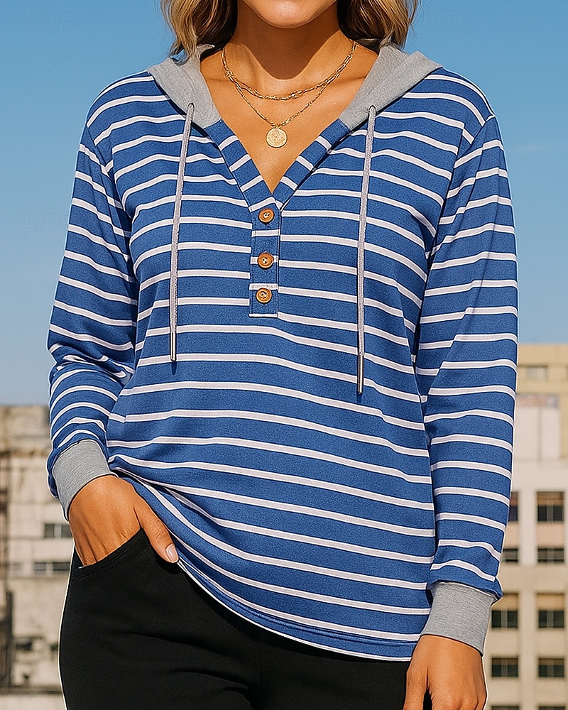 Per donna Felpa pullover Top casual Coulisse Manica Lunga Top Athleisure Scollo a V Protezione Solare Antivento Palestra All'aperto Corsa abbigliamento sportivo Abbigliamento sportivo A righe Grigio del 2025 a $22.99 –P1