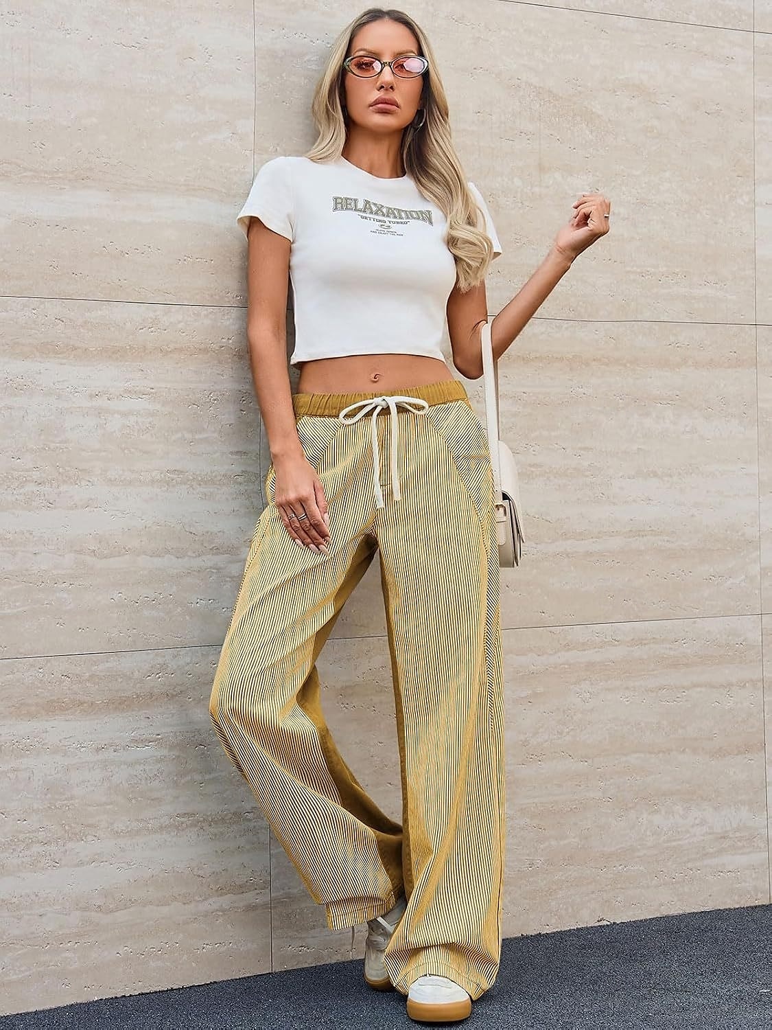 dam bomullsblandad denim culottes vida ben semester vintage snygg full längd medelhög midja randig lapptäcke randig bekväm oelastisk utomhus semester hem marinblå jordgul svart armégrön 2025 - $44.99 –P11