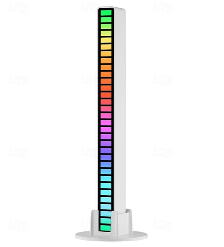 RGB-Tonabnehmer mit Sprachaktivierung, Rhythmuslicht, 32 LED-Leiste, Klangsteuerung, Umgebungslicht, Schallpegelanzeige, Musikspektrummesser, Audio-Display-Visualisierer 2025 - $24.99 –P1