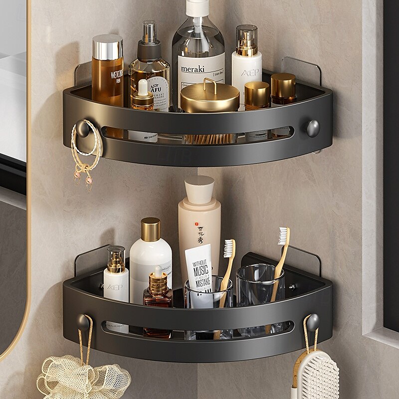 Mensola triangolare per bagno in ABS grigio canna di fucile, senza foratura, portaoggetti angolare per doccia, supporto da parete per WC, lavandino, mobiletto per lavabo, organizer per bagno del 2025 a $11.99 –P5