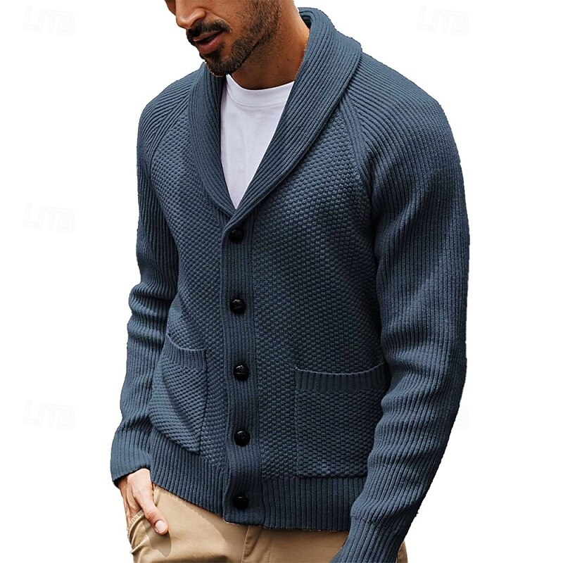 Herren Pullover Kleid Pullover Strickjacke Reißverschluss-Pullover Strickpullover Gerippt Stricken Normale Oberteile Gestrickt Gerippt Einfach Schalkragen Mode Schals Lässig Alltagskleidung Bekleidung 2025 - $42.99 –P6