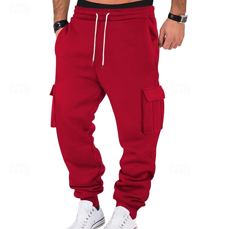 Men's Cargo Pants Fleece Pants Sweatpants Joggers Trousers Elastic Waist Drawstring Multi Pocket Plain Comfort Warm Full Length Outdoor Casual Daily Sports Fashion Black White 2026 - $20.99 –P5