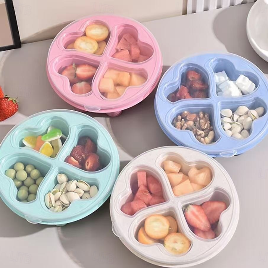 4pcs Heart-Shaped Bento Boxes with Transparent Lids, 4 Colors, Divided Snack Containers for Fruits, Candy, Nuts, and Tea Time Treats 2025 - $13.99 –P3