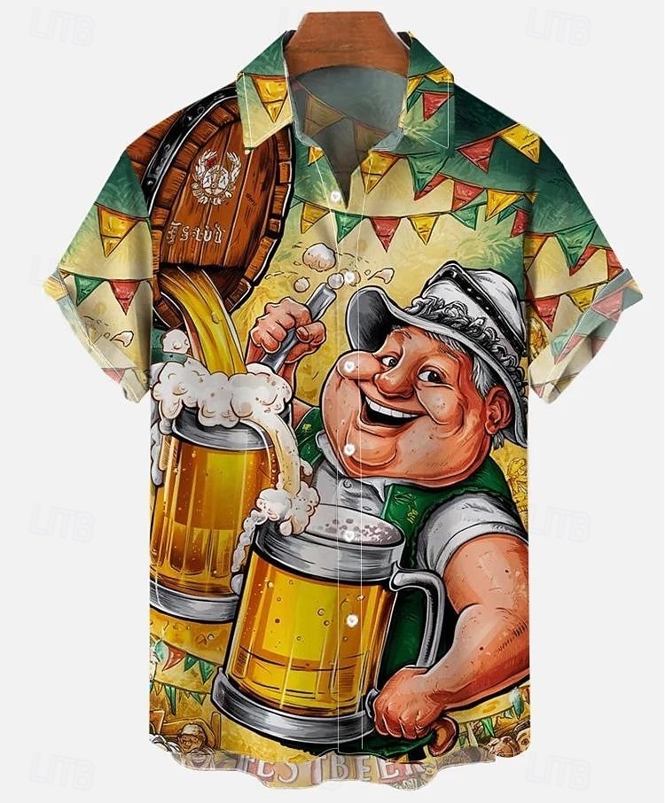 Koszule hawajskie Koszulka Aloha bawarski Monachium Niemiecki Alpejski Graficzny na Męskie Dla dorosłych Druk 3D  Do Karnawał Piwo Oktoberfest Plaża Urlop Impreza 2026 - $23.99 –P1