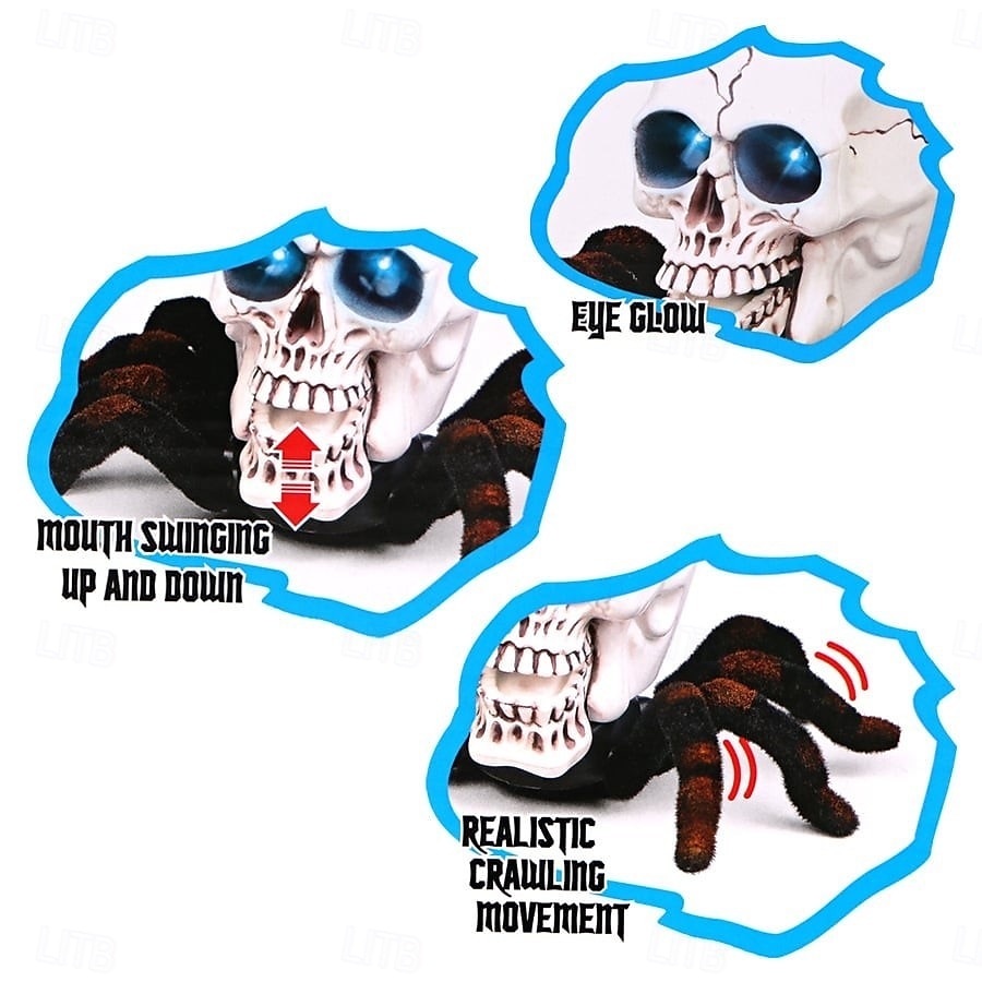 Halloween Skeleton Decor Remote Control Toy, Scary Prank Tarantula Spider with Skeleton Design, Creepy Crawling Electric RC Toy for Haunted House, Trick Props, Kids & Adults Party Favor 2025 - $37.99 –P2