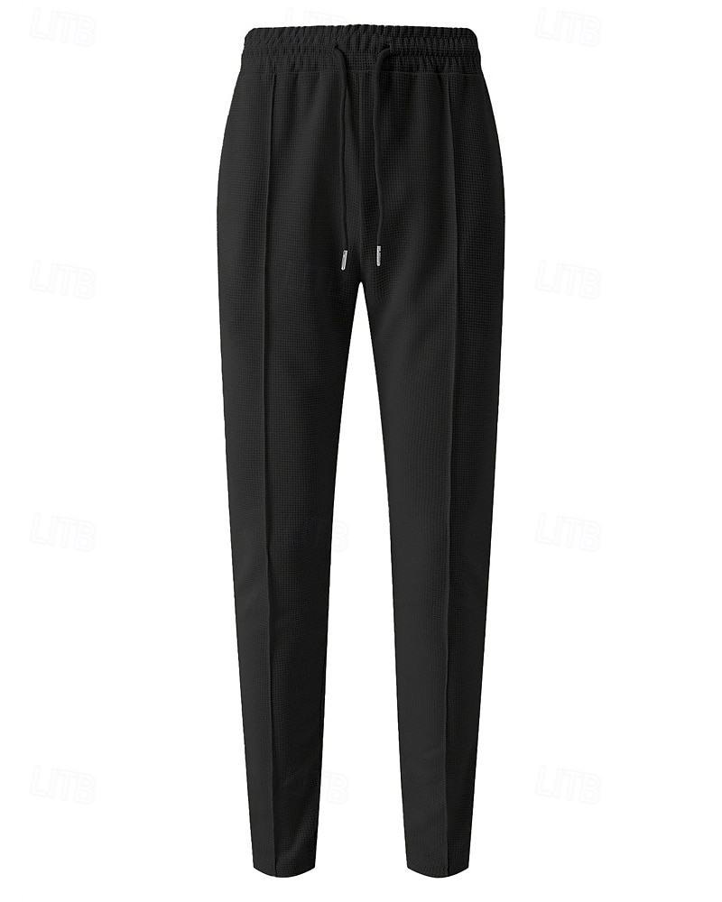 Herren Jogginghose Hose Faltenhose Waffelhose Tasche Elastischer Bund Kordelzug Einfach Komfort Sport im Freien Täglich Mode Lässig Schwarz Weiß Mikroelastisch 2026 - $17.99 –P14