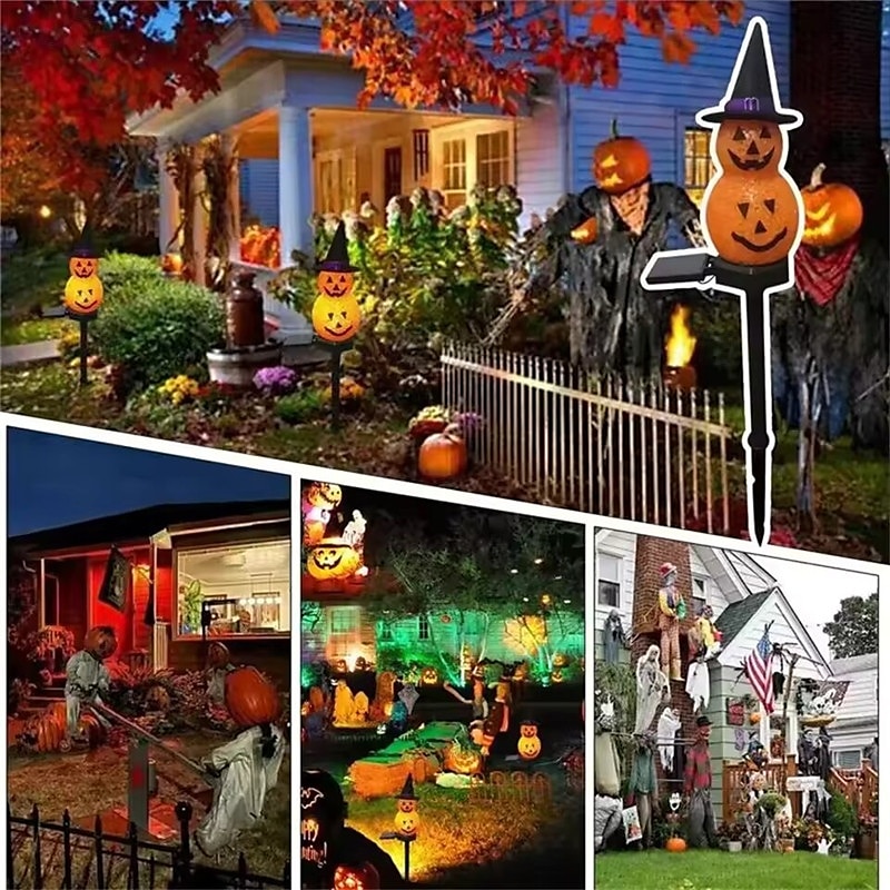 Solar Power Halloween Pumpkin Garden Lamp Ghost Lights For Garden Yard All Saints' Day Gravestone Garden Lawn Yard Patio Decorative Pathway Lights 1X 2X 2025 - $15.99 –P11