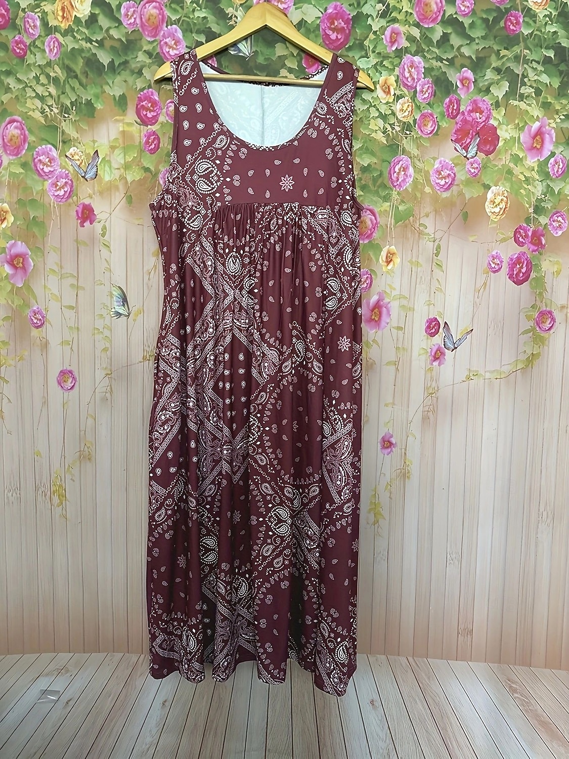 Pentru femei Rochie Lunga Rochie Maxi Rochie Tip Maieu Modă Dată Rochie de toamna Festival Fit regulat Geometric Fără manșon Stil Nautic Roșu-aprins Gri Toamnă 2025 - $22.99 –P3