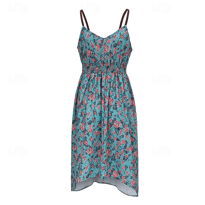 Dam Mini klänning Slipklänning Boho-klänning Västerländsk klänning Mode Klassisk Modern Utomhus Semester Helgdag Normal Blomma Ärmlös Smala axelband Grön Sommar 2025 - $31.99 –P5