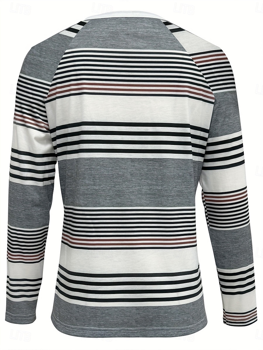 Pentru femei Tunică Tricou Grafic Geometric Dungi Epocă Stilat Clasic Manșon Lung Stil Nautic Rotund Topuri obișnuite Zilnic Ieșire Sfârșit de săptămână Nasturi Imprimeu Roșu-aprins Albastru piscin 2025 - $24.99 –P5
