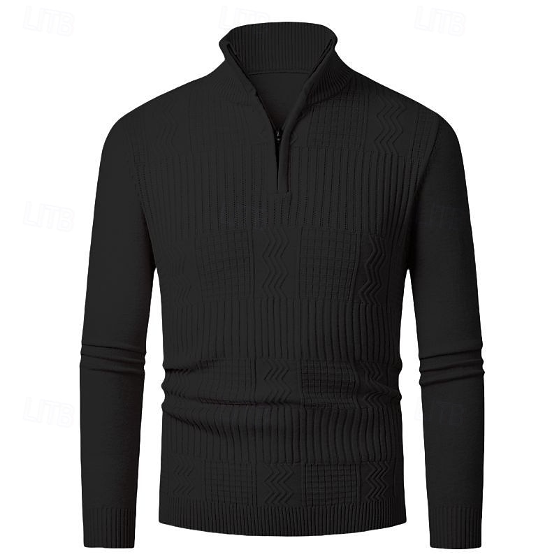 Herren Pullover Pullover mit Viertelreißverschluss Strickpullover Zopfmuster Stricken Normale Oberteile Gestrickt Einfach Viertelreißverschluss Mode Lässig Urlaub Alltagskleidung Bekleidung Herbst 2025 - $22.99 –P12