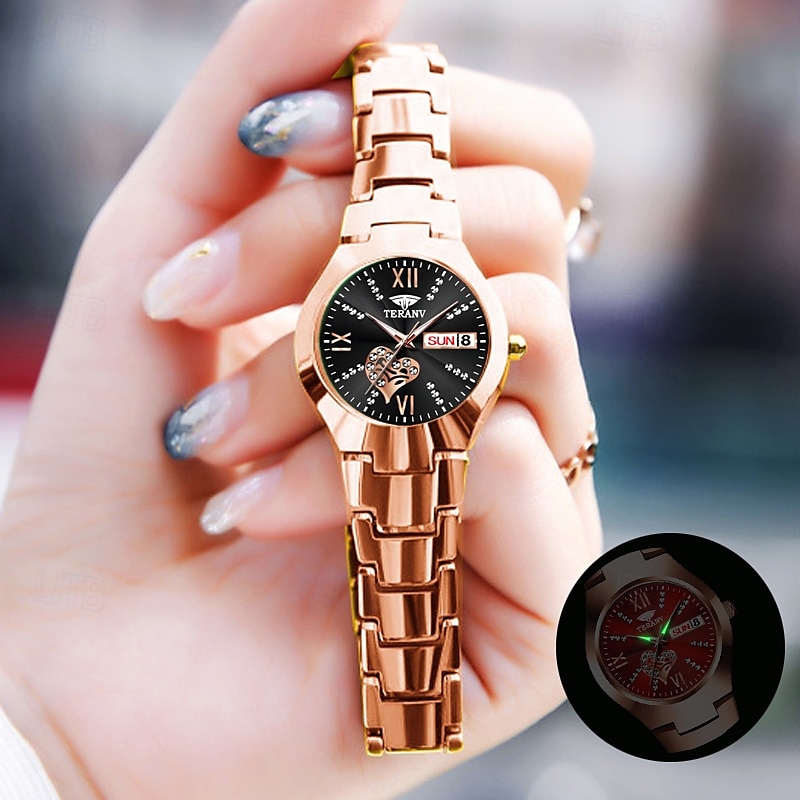 1 stuk nieuwe modieuze en trendy kalender datumweergave dames quartz horloge IPX7 waterbestendig lichtgevende legering band eenvoudig maar luxe casual leven reizen sport dames zakelijk polshorloge 2025 - $19.99 –P8