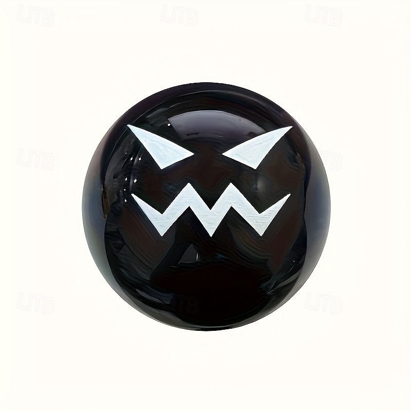 1 pomello del cambio in acrilico a forma di diavolo di Halloween, resistente, nero con design di espressione bianca, divertente accessorio per interni auto, regalo ideale, articolo per interni a tema del 2025 a $21.99 –P2