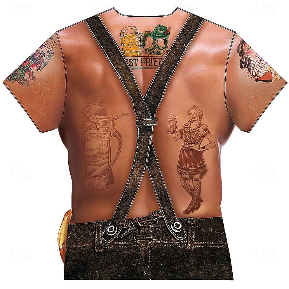 Októberi fesztivál Lederhosen nyomtatás Póló bajor München Német Grafikus Kompatibilitás Férfi Felnőttek Farsang Októberi fesztivál 3D nyomtatás Parti Alkalmi / Napi 2025 - $17.49 –P2