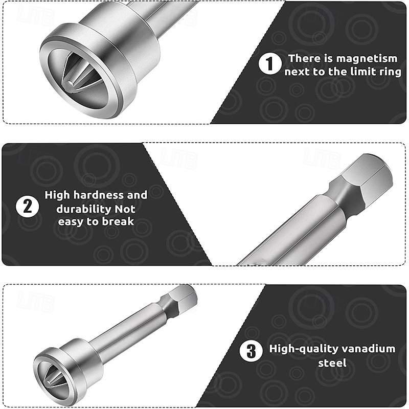 5 Pcs Positioning Screwdriver Bits Set Anti-Slip PH2 Drywall Screw Setter Hex Shank Screwdriver Bits Screw Positioning Bit Batch Head (50mm 25mm) 2025 - $8.99 –P6