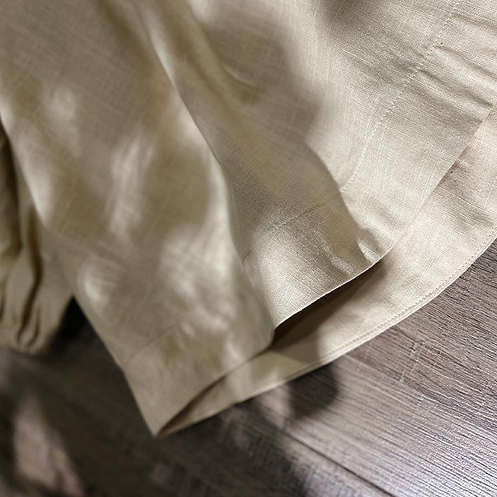 cămașă pentru femei 100% bumbac bluză simplă elegantă vintage zilnic mânecă jumătate mânecă felinar decolteu rotund decolteu în V topuri obișnuite zilnic vacanță ieșiri în oraș încrețite alb caisă 2025 - $41.99 –P10