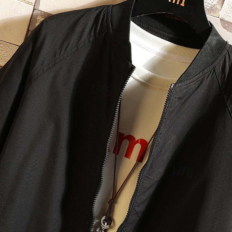 Herren Leichte Jacke Freizeitjacke Urlaub Täglich Atmungsaktiv Tasche Frühling Herbst Farbblock Mode Klassisch Stehkragen Regulär Aprikose Schwarz Gelb Grün Armeegrün Jacken 2025 - $35.99 –P5