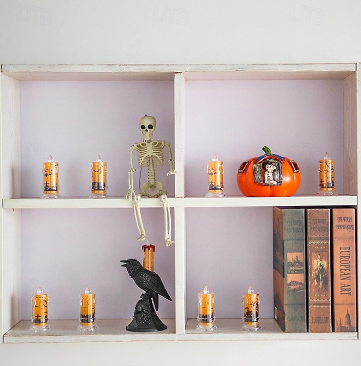 2 szt. nagrobek czarnego kota na Halloween, elektroniczna świeca LED, oświetlenie do wnętrz i na zewnątrz, do restauracji, sypialni, na świąteczną atmosferę, dekoracyjna oprawa świetlna 2025 - $10.99 –P7