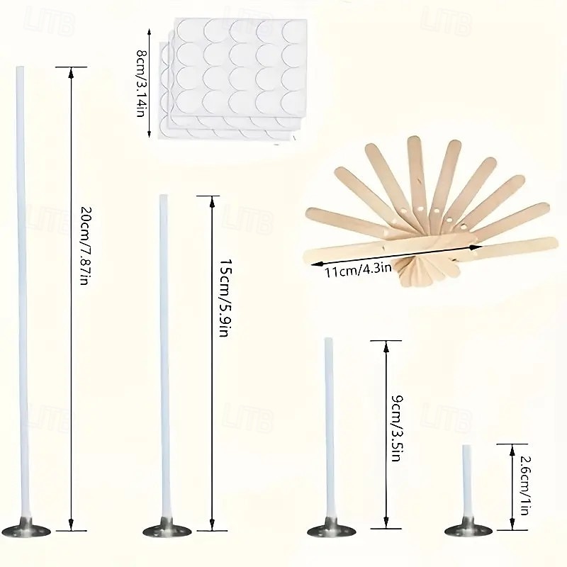 Set de 310 fitiluri pentru lumânări tip coloană – fitiluri de 3,3 cm, 16,3 cm, cu 10 suporturi și 100 de etichete, ardere fără fum, accesorii pentru fabricarea lumânărilor DIY, pentru uz casnic și 2026 - $22.99 –P3