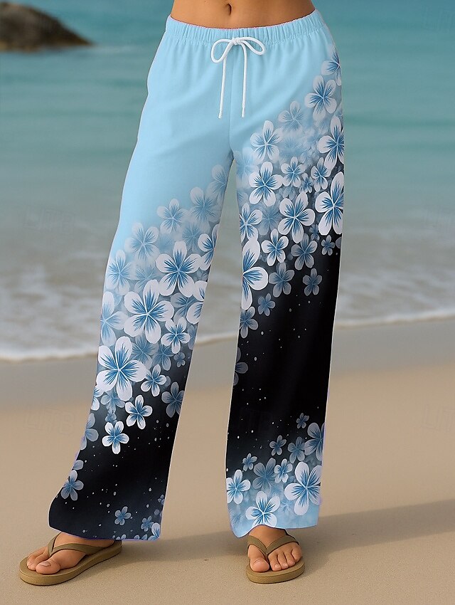 Femmes Culottes Jambe Large Vacances ancien Style Ethnique Longueur complète Taille haute Fleuri Graphique Séchage Rapide Respirabilité Doux Non Elastique Formel Extérieur Vacances Jaune Rose Claire de 2025 ? $24.99 –P2