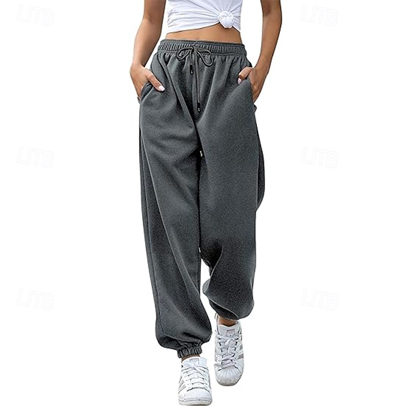Per donna Pantaloni Cargo Pantaloni Eleganti Streetwear Casual Lunghezza intera Naturale Semplice Tasca Design con Coulisse Elastica Comodo All'aperto Streetwear Ferie Grigio scuro Aalbicocca Marrone del 2025 a $26.99 –P6