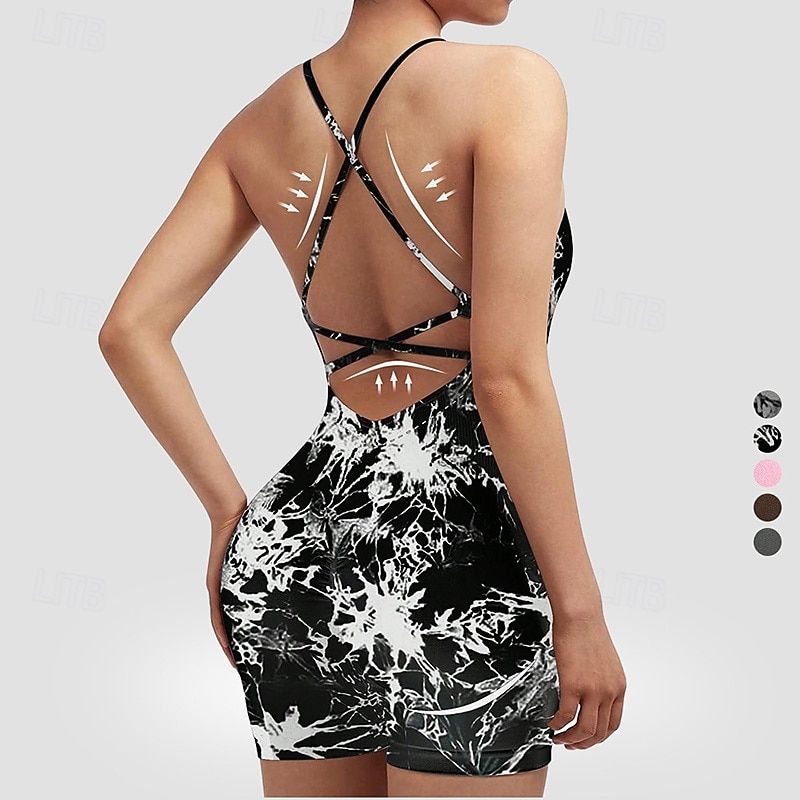 Women's Scrunch Yoga Romper Workout Jumpsuits Backless Solid Color Bodysuit Summer Dark Grey Black Gym Workout Volleyball Running High Waist Tummy Control Stretchy Breathable Sport Activewear Tight 2026 - $22.99 –P13