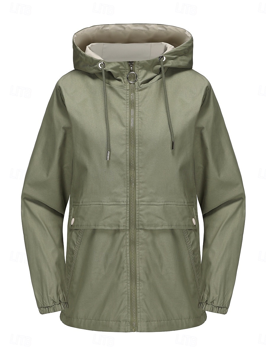 Dam Trenchcoat Hoodiejacka Bekväm Andningsfunktion Dragkedja Ficka Ledigt Slät Semester Gata Dagliga kläder Utekväll Dragkedja Normal Luvtröja Normal Långärmad Ytterkläder Svart Gul Vin Vår Höst 2025 - $51.99 –P11