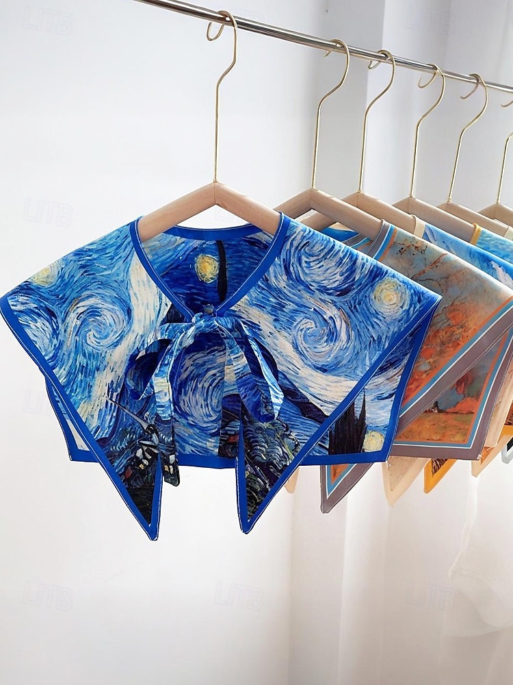 Col amovible imprimé artistique pour femme – col foulard coloré inspiré de Van Gogh, style rétro vintage, accessoire de mode élégant pour tenues décontractées, tenues de bureau et événements artistiques de 2025 ? $11.99 –P3
