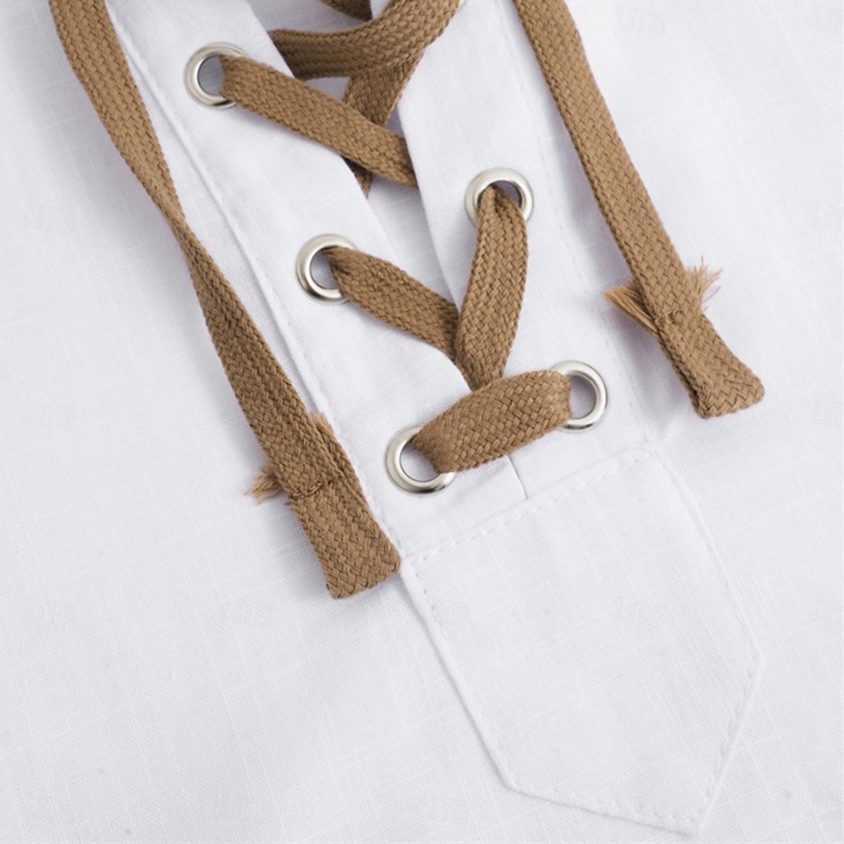 Herren Hemd Leinenhemd Wikinger-Stil Popover-Hemd Sommerhemd Strandbekleidung Einfarbig Urlaub Straße Weiß Blau Orange Grün Langarm Kragenlos Bekleidung Kordelzug 2025 - $25.99 –P4
