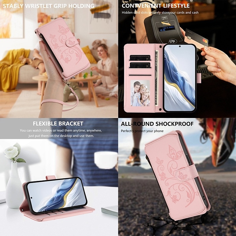 Чехол для телефона Samsung Galaxy S24 S23 S22 S21 Ultra Plus A55 A35 A25 A15 5G A54 A34 A14 A73 A53 A33 A23 A13 A72 A52 A42 A32 A22 A12 A02, чехол-кошелек с подставкой-держателем, на молнии, защитный 2025 - $16.99 –P14