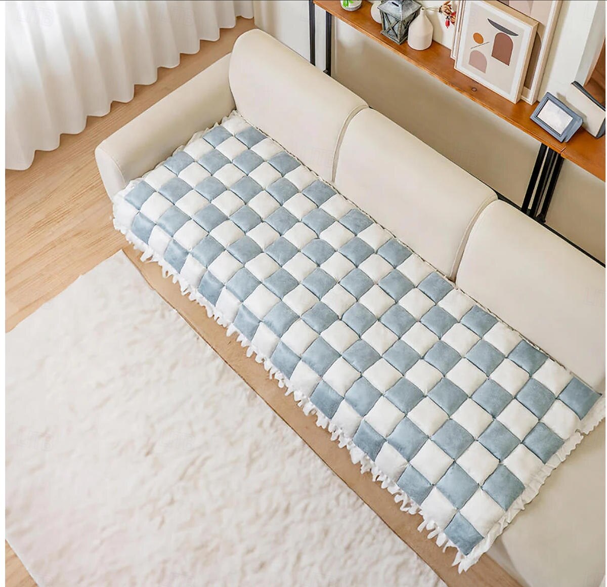 Cream Sofa Cover  Couch Cover For Pets Dog Large Plaid Square Fuzzy Pet Dog Mat Bed 2025 - $150.99 –P11