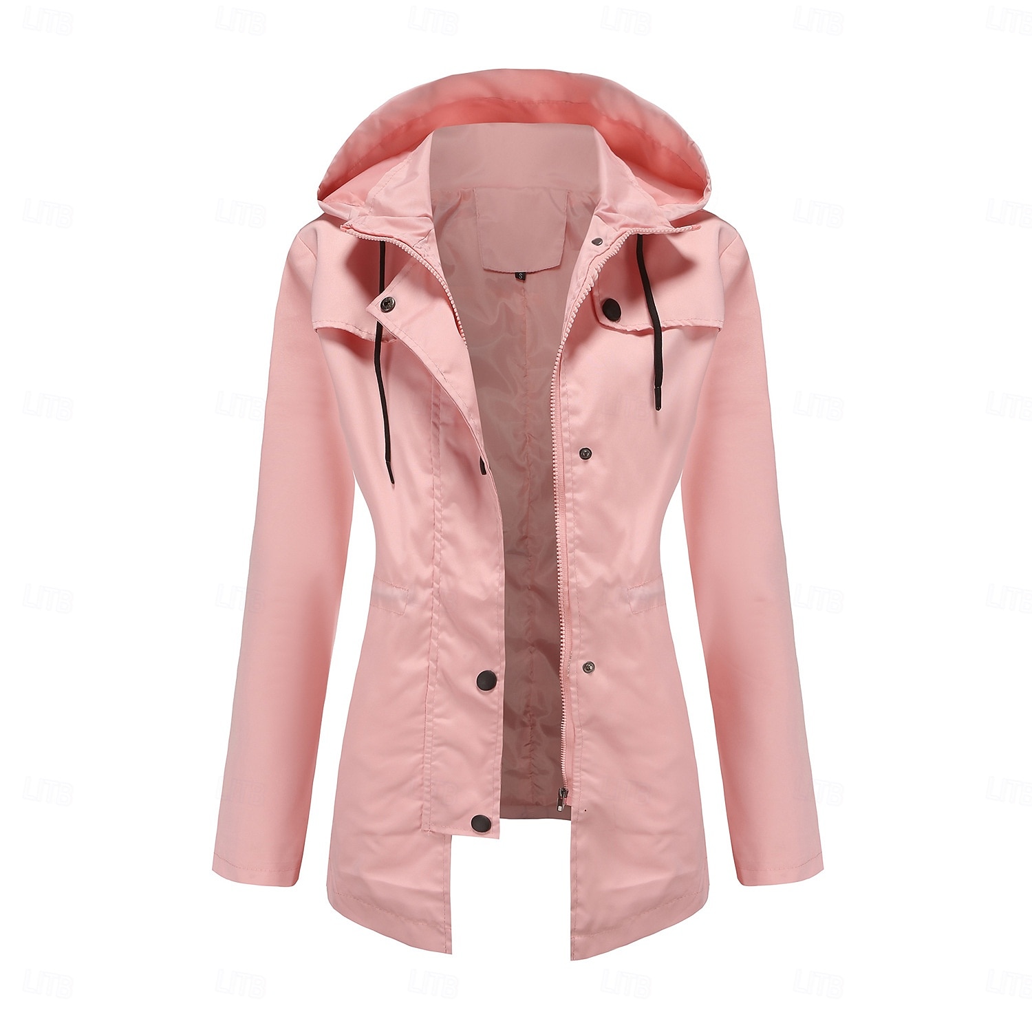 Femmes Manteau Confortable Avec Poches Fermeture intégrale Mode street style Uni Extérieur Décontracté Quotidien Long À capuche Coupe régulière manche longue Vêtements d'extérieur Noir Jaune Rose de 2025 ? $38.99 –P11