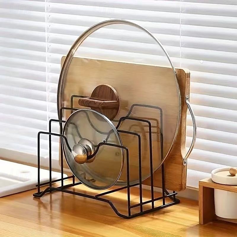 Pot Lid Holder and Cutting Board Organizer, Freestanding Iron Drain Rack for Kitchen Countertop, Cabinet or Shelf, Multipurpose Kitchen Organizer and Storage Accessory 2025 - $15.49 –P1