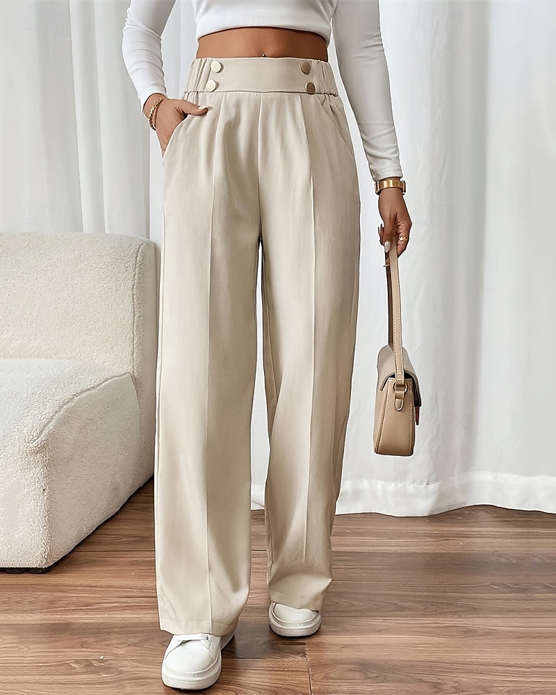 Per donna Gamba larga Pantaloni Pantaloni Palazzo Moda Streetwear Lunghezza intera Vita Alta Semplice Tasca Elastico in vita Traspirabilità Confortevole Streetwear Abbigliamento quotidiano Uscire del 2025 a $22.99 –P1