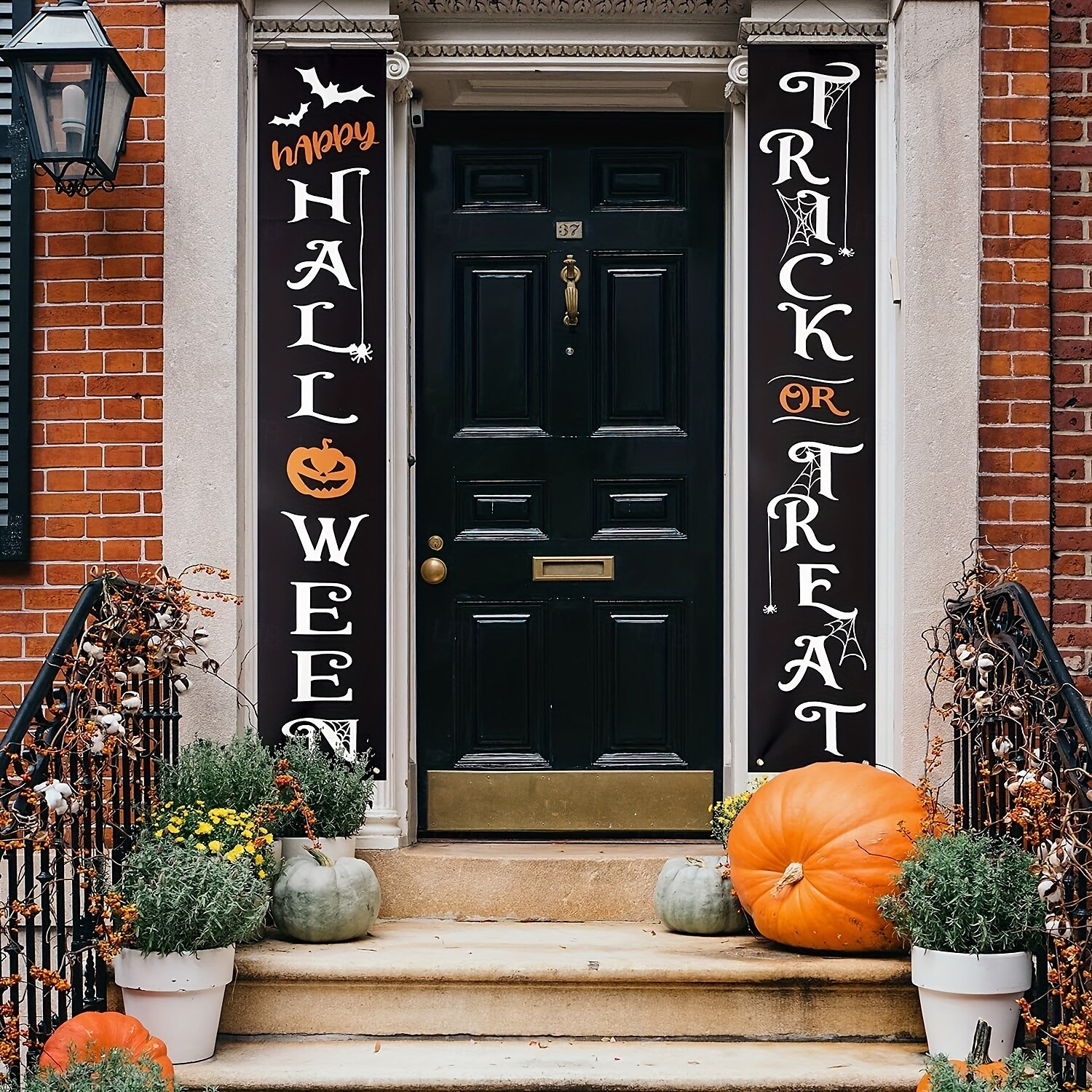 1 pár halloween dekoráció kültéri transzparens csokit vagy csalunk boldog halloween dekorációk függő transzparens bejárati ajtó veranda udvari tábla beltéri otthoni faldekoráció halloween parti 2025 - $90.99 –P5
