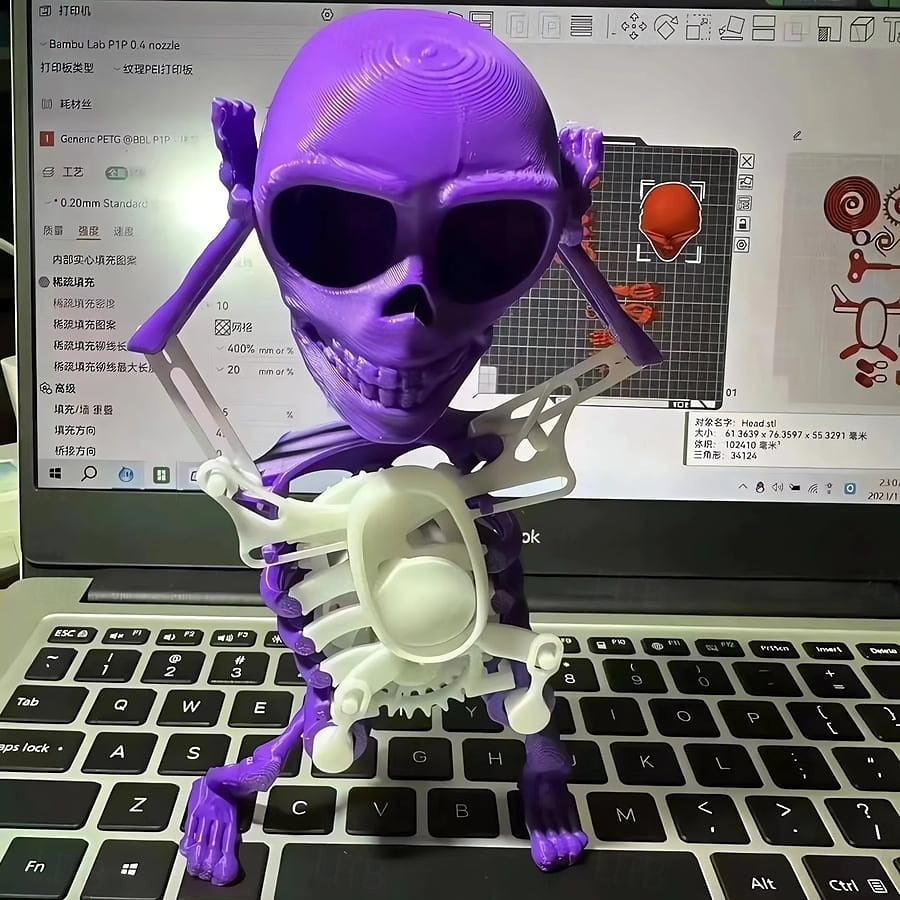 2025年 面白いゼンマイ仕掛けのおもちゃ、ダンシングスケルトンマン、ゼンマイ式3Dプリントスケルトンヘッドおもちゃ、ハロウィンパーティーギフトや斬新な装飾に最適な楽しいデスクデコレーション  コレクション – $9.49 –P3