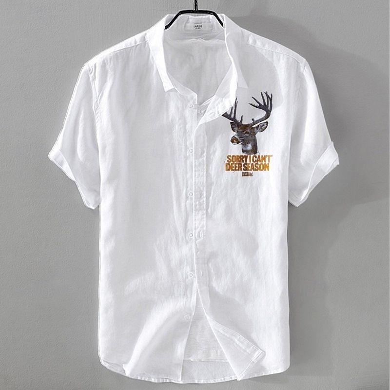 Homens Camisa de linho Camisa casual Camisa de algodão e linho camisa de botão Animal Modelado Férias Roupa Diária Branco Azul Marinho Escuro Azul Céu cáqui Manga Curta Lapela Todas as Estações Roupa de 2025 por $18.99 –P4