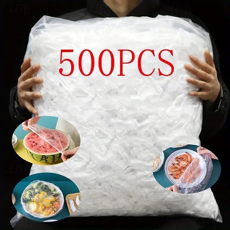 Lot de 500 couvercles de conservation alimentaire élastiques réutilisables, couvercles transparents en plastique extensible pour bols et assiettes, pour la cuisine et la salle à manger de 2025 ? $11.99 –P2
