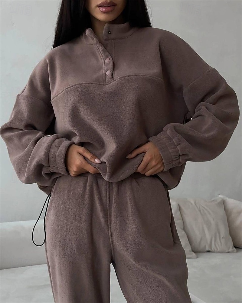 Női Divat Utcai sikk Tracksuit Nadrág szettek Hosszú ujj Állógallér Sima Hétköznapi viselet Randi Fekete Burgundi vörös Szürke Tavasz & Ősz Normál 2025 - $28.99 –P3