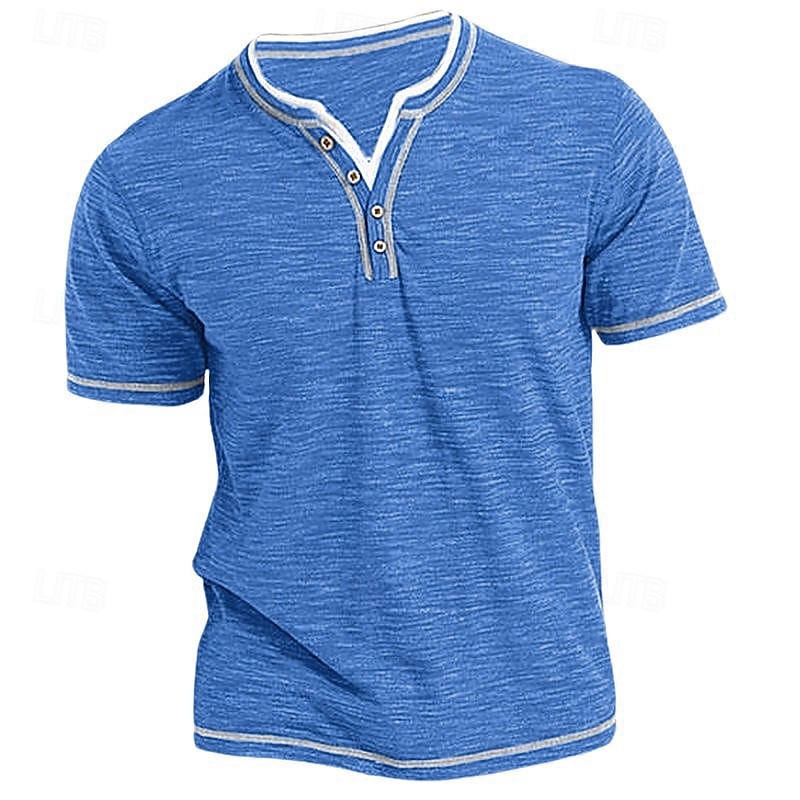 Per uomo Maglietta Maglia Henley Maniche Corte Semplice Moda Designer Essenziale Henley Vacanza Streetwear Uscire Estate Nero Blu Verde Maglietta Henley del 2026 a $10.49 –P4