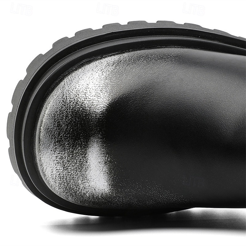 Bottines noires à boucle épaisse pour homme – Bottes de combat à plateforme punk rock pour la mode gothique et le streetwear d'automne de 2025 ? $94.99 –P8
