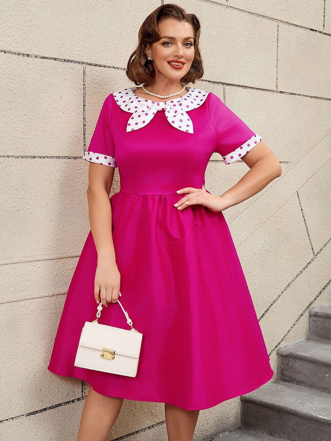 Retro 50. léta Rockabilly Polední Šaty na šaty Flare šaty Větší velikosti Puntíkované A-Linie Dámské Dovolená Maturita Párty a večer Dospělí Šaty Jaro léto 2025 - $51.99 –P11