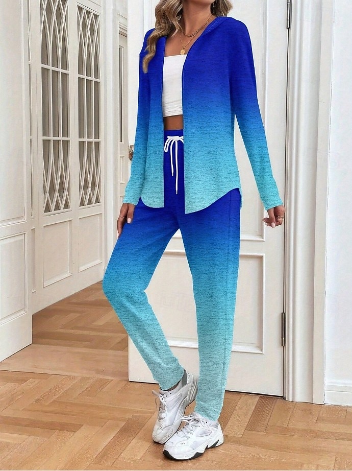 Femmes Actif Quotidien Sweat à capuche Survêtement Ensembles de Pantalons manche longue À capuche A Ombre Graphique Cordon de serrage Imprimé Extérieur Occasionnel Rose Claire Bleu Printemps Coupe de 2025 ? $49.99 –P1