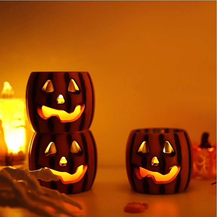 1 kpl halloween-kurpitsan muotoinen led-elektroninen kynttilävalo sisä- ja ulkotiloihin juhla-makuuhuoneen ravintolan juhlava tunnelma koristevalo 2025 - $6.49 –P4