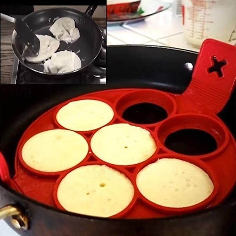Non Stick Silicone Pancake Mold Ring Seven Hole Egg Ring for Cooking High Temperature Resistant Round Mold for Fried Eggs Pancakes and Baking Kitchen Tool 2025 - $11.99 –P3